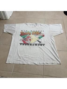 Vintage 80s Randy Wilkins Memorial Softball Tournament Shirt White Large